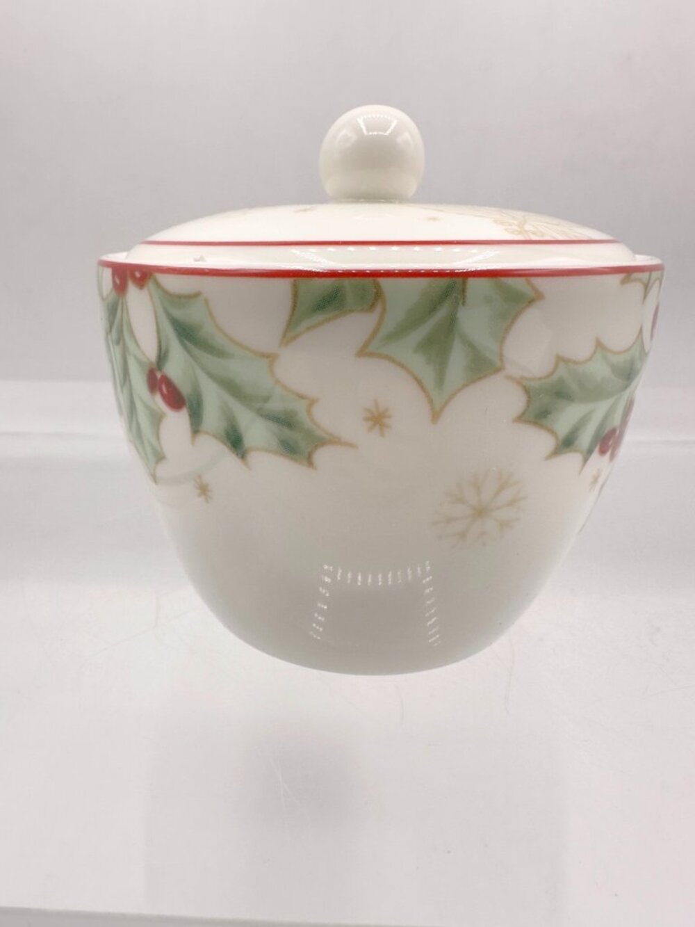 Lenox Treasured Traditions Sugar Bowl 801026 Holly Christmas w Lid Box - Picture 6 of 12